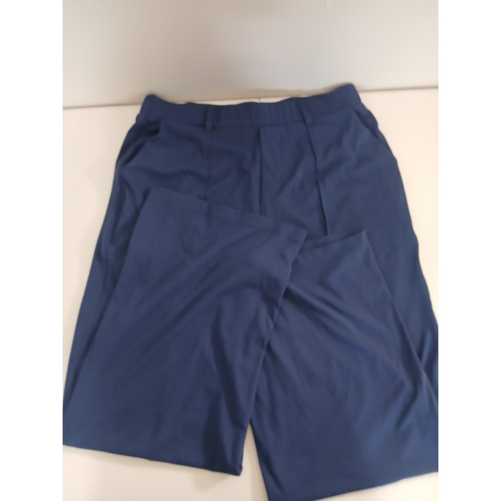Oulesis Navy Blue Wide Leg Trousers High Waisted Pleated Dress Pants Large